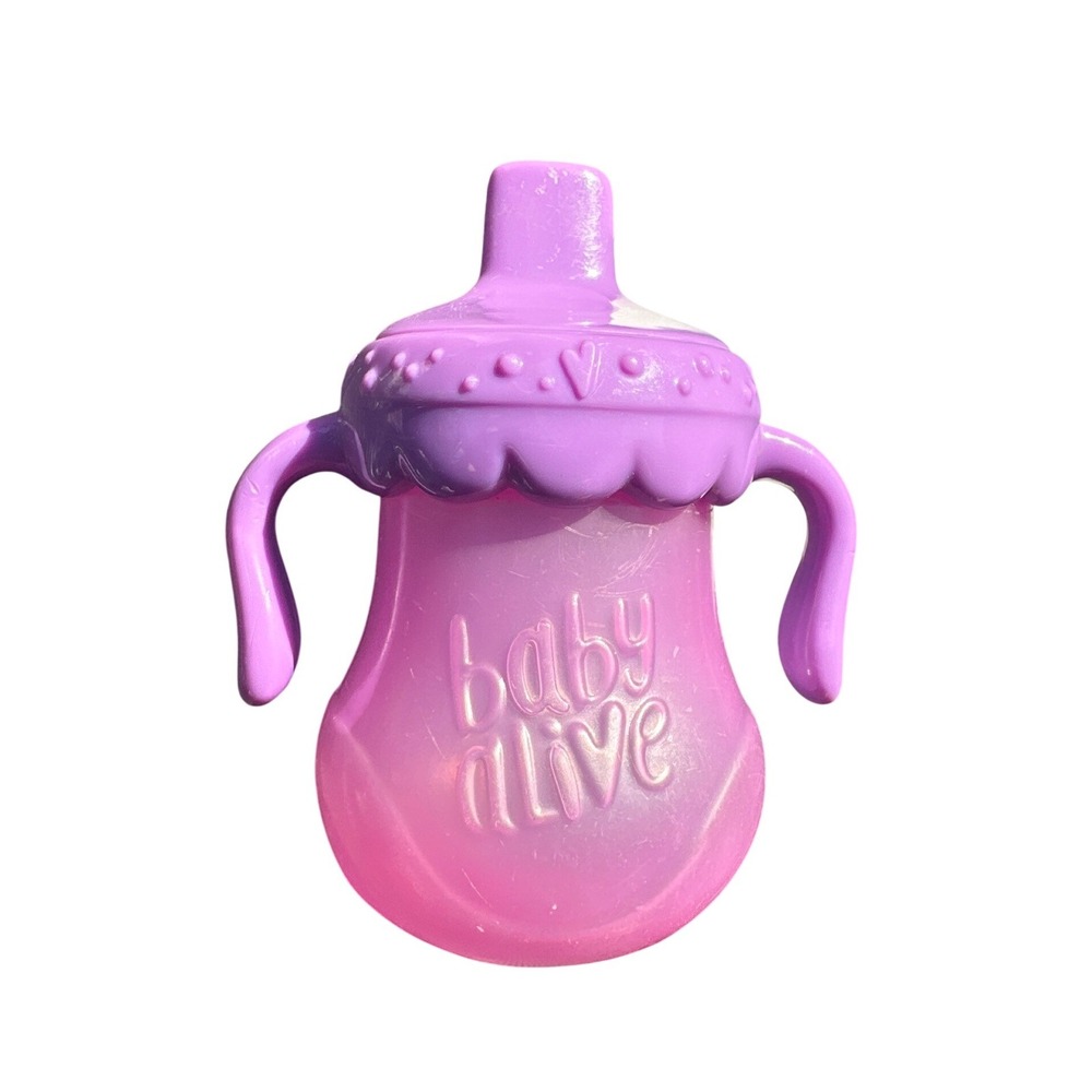 Baby Alive Replacement Sippy Cup Pink Purple Doll Bottle Accessory Dual Handles